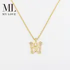 Name Mylove Jewelry Gold Letter Script Name Pendant Necklace Alphabet 26 Capital Initial Letters Necklace With Chain