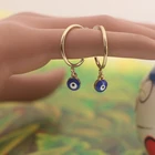Color Hoop 2020 New Fashion 18K Gold Color Blue Evil Multicolor Eye Hoop Earrings Of