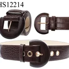 Belt Fashion Ladies Wood Buckle Metal Belt Fashion Design Pu Women's Belt Ceinture Femme