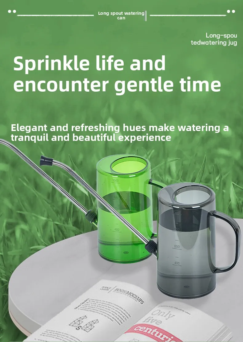 product effortless pouring 1l long spout plastic eco friendly watering can with measurement marks for indoor outdoor garden plants-1