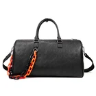 Travel Travel Bags New Design Fashion Black Custom Logo Printed Large Ladies Leather Duffle Travel Bag