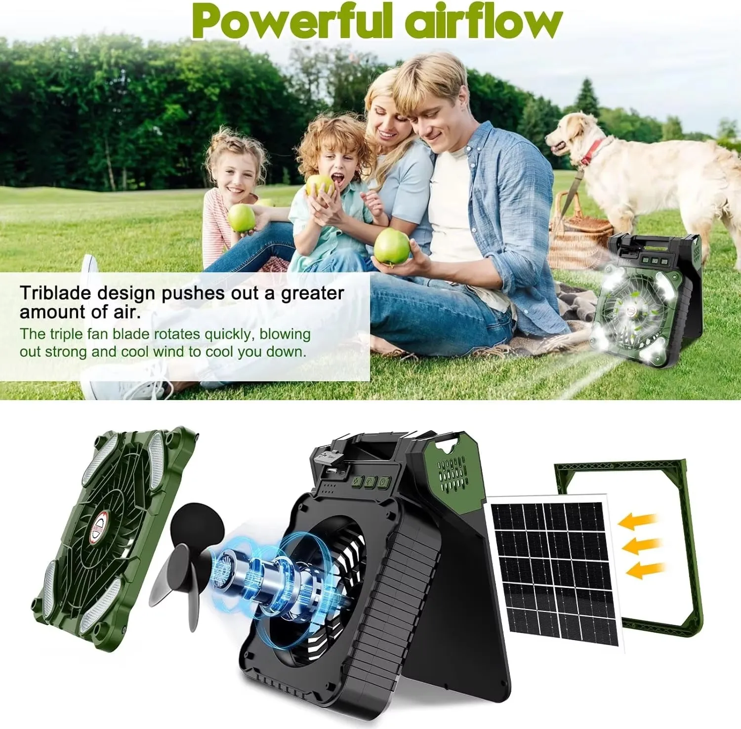 Portable Rechargeable Fan, Solar, USB - detail 12