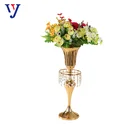 Elegant Tall Gold Color Wedding Crystal Candelabras Metal Candlesticks With A Flower Bowl For Wedding