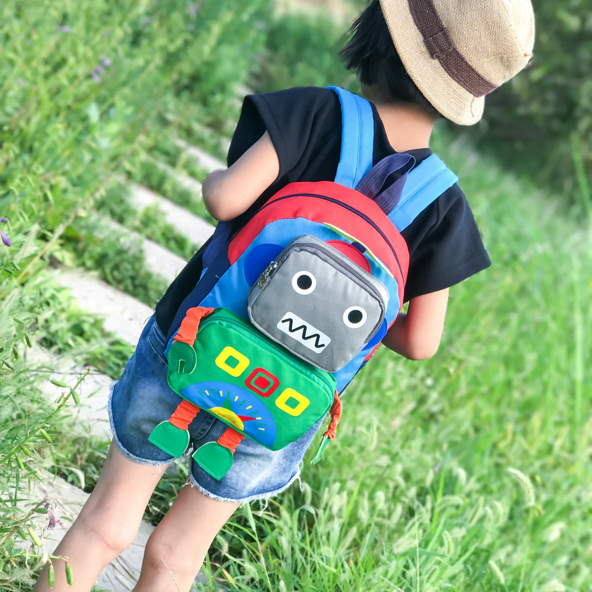 Amiqi MY401-04 Kindergarten kids backpack bag Children cartoon robot school bag for boy cute kids book bag school
