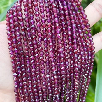 JSES A+ Natural Almandine Purple Red Garnet 2 3 4mm Faceted Beads Loose Beads forJewelry Making Wholesale Stone And Crystal