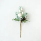 Branch Handmade Snow Covered Pine Cone Neddle Branch With White Berry Picks For Christmas Decor