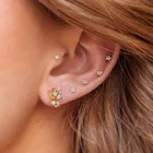 Earring 2021 Women Romantic 18k Gold Plated Stack Huggies Hoop Moon Butterfly Cubic Zirconia Earring Set