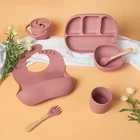 Custom Divided Food Container Baby Plate Dinnerware Set Feeding Tableware Silicone Suction Plate With Lid