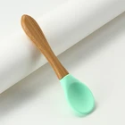 Food Food Grade Silicone Bamboo Wooden Baby Feeding Training Spoon