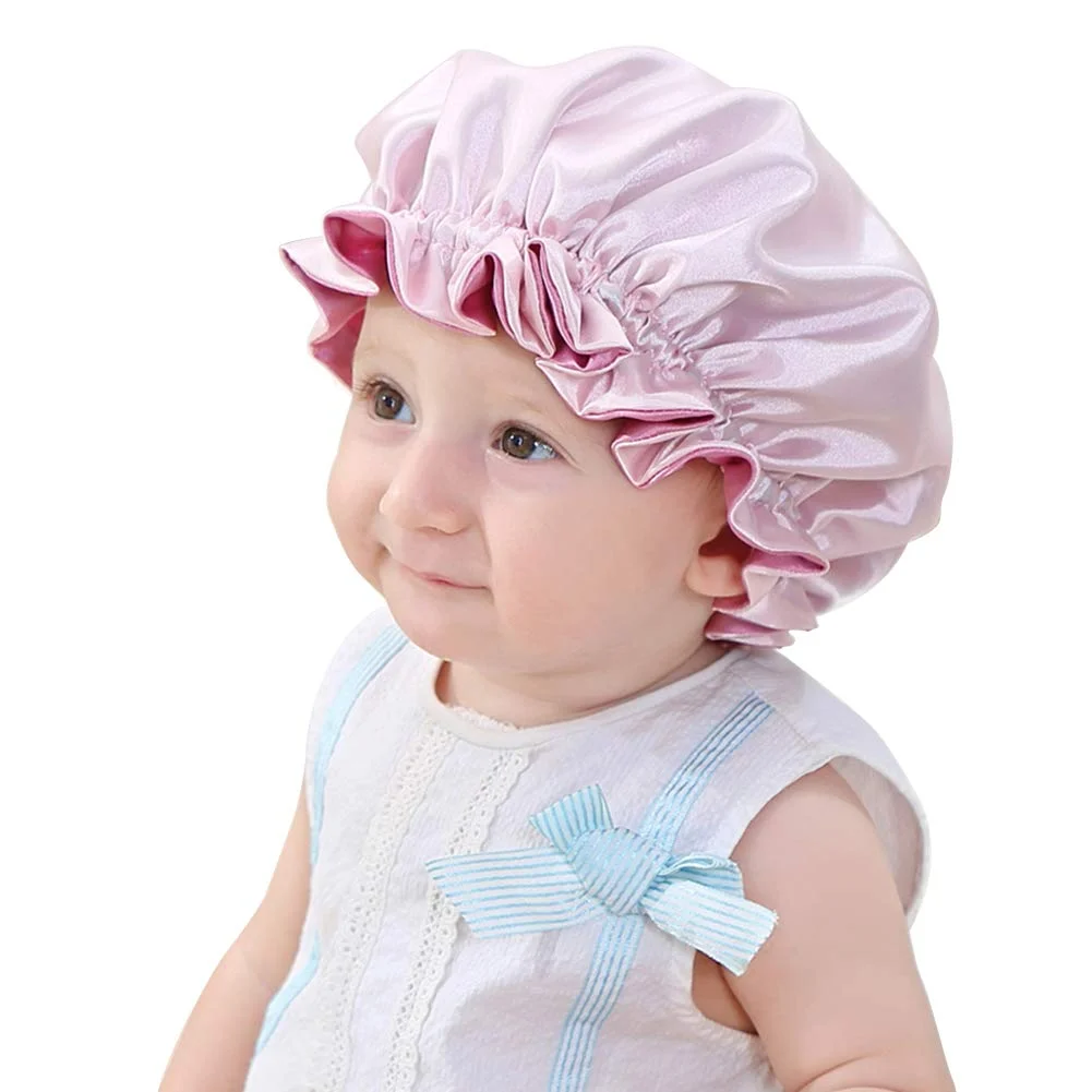 Wholesale multi-color stock custom baby bonnet silk baby accessories with logo