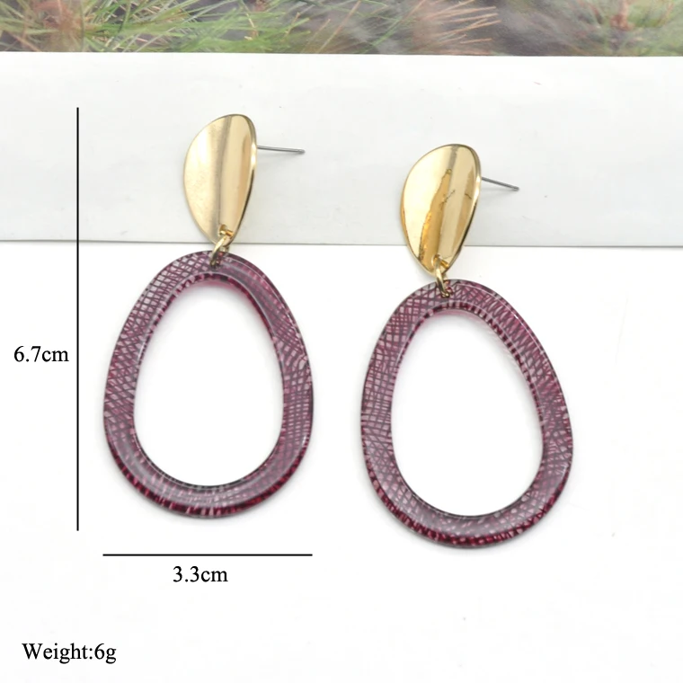 Newest design pattern acrylic drop ear jewelry tropical popular retro earrings