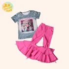 Ready To Ship 2 Piece Pants Set Kids Boutique Outfit Little Girls Denim Clothing Sets