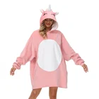 Coat Polyester Fleece Throw Blanket Unicorn Hoodie Blanket Soft Sweatshirt Warm Coat Hooded For Couples