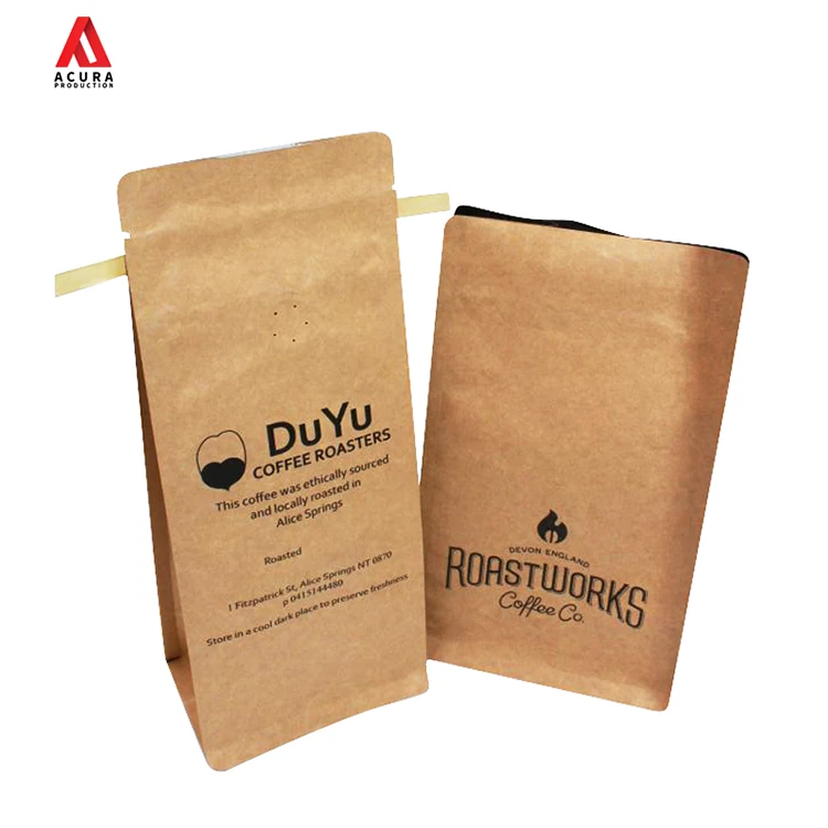 Laminado Biodegradable Papel Kraft papel Mylar De Pie Bolsa De Café Con