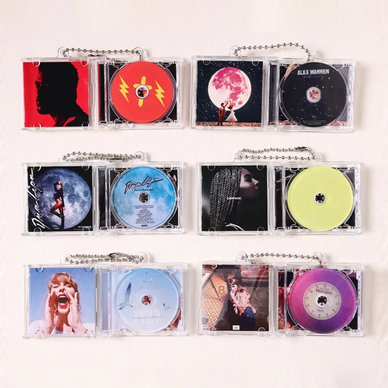 Wholesale High Quality CD Box Keychain DVD Holder Key Ring Custom Logo Acrylic Diy Blank Mini Album Idol NFC Music CD Keychain manufacture