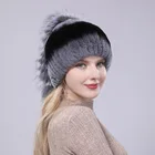 Rex Winter New Fashion Rex Rabbit Fur Hat Contrast Color Keep Warm Women Knit Fur Hats
