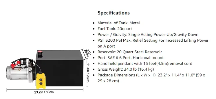DC12V/24V/48V Electric Hydraulic Power Units for Dump Truck Hydraulic Tipping System manufacture