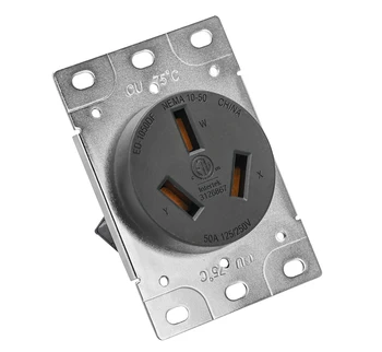 Flush Mounting Receptacle NEMA 14-50R Outlet 50A 125/250V 3 Pole  Straight Blade Heavy Duty Industrial Grade Power Receptacle