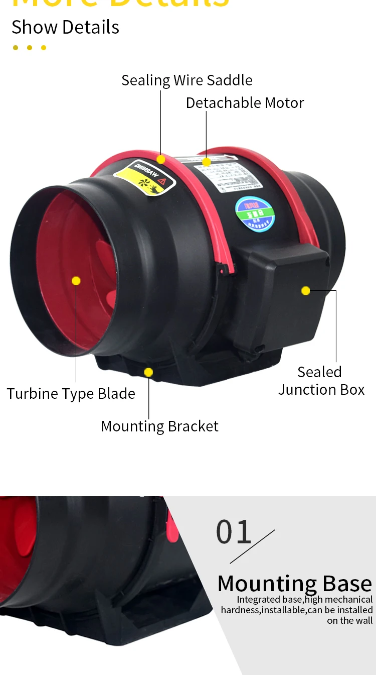 Inline Duct Fan, Plastic, 22- - detail 4