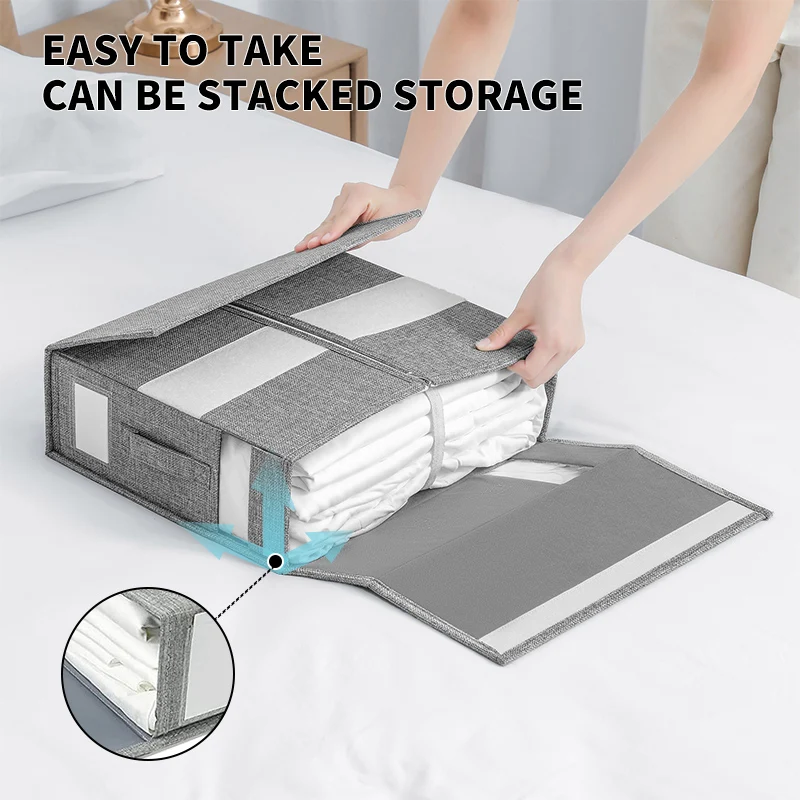 Foldable Bed Sheet Organization Duvet Covers Bedding Storage Boxes Bins Organizer Quilt Storage Box