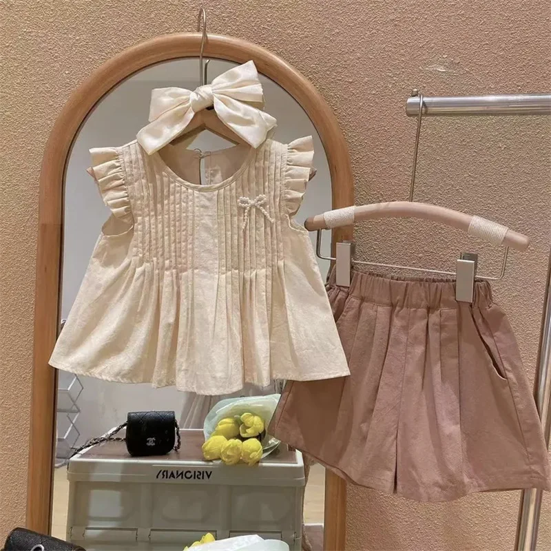 Wholesale children clothes sets summer 2023 new baby girls set kids clothing casual outfit