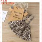 Summer Suit Girls Clothes 2021 Kids Summer Suit Short Sleeve Top+Leopard Print Suspender Skirt 2pcs Baby Girls Clothes Sets