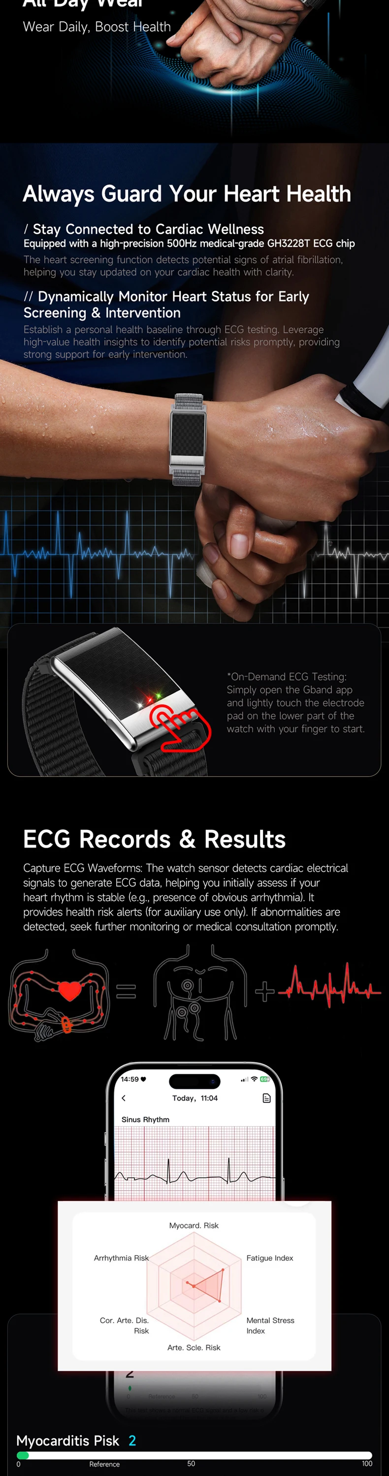 product 2026 new ecg smart bracelet e900 no screen ecg ppg hrv bmi heart rate oxygen body temperature app gband fitness tracker watch-7