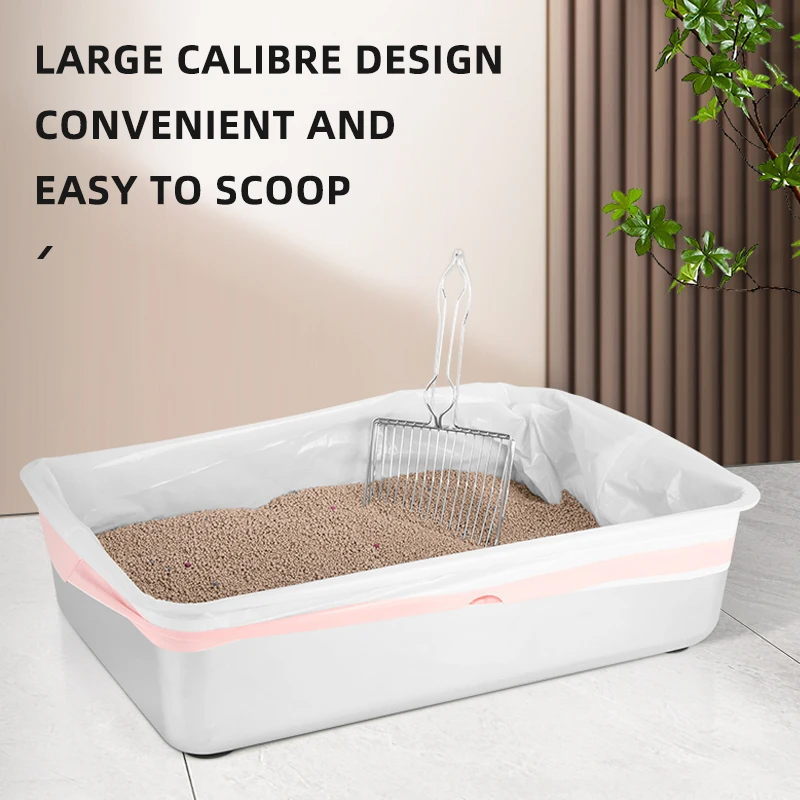 Stainless Steel Xl Litter Box Stainless Steel Cat Litter Box with Anti-slip Rubber for Manual Cleaning