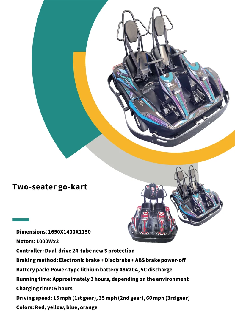 product raisefun hot sale 2 seater electric go kart battery operated remote control for kids adults indoor outdoor amusement center-0