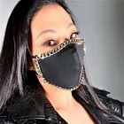Cotton Maske 2021 Women Black Cotton Cloth Facemask Luxury Chain Pearl Fashion Designer Face Maske