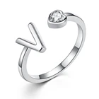 Rings 925 Ring Hot Sale Adjustable Custom Cubic Zirconia 26 Letters Rings Women Jewelry Custom Silver Letters Rings