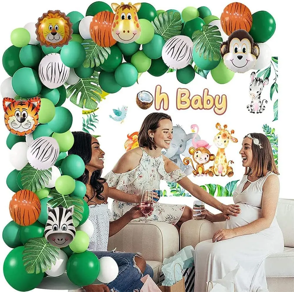 Safari Jungle Theme Balloons Arch Birthday Party Decorations Green Balloon Garland Arch Kit Wild Animal Party Supplies