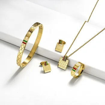 BAOYAN Men Gold Plated Famous Brand Necklace Earrings Jewelry Sets Women 316 Stainless Steel Jewelry set Joyas