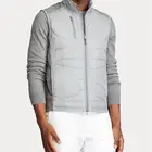 Quilted Vest Custom Embroidery Logo Quilted Cotton Grey Stretch Terry Golf Vest