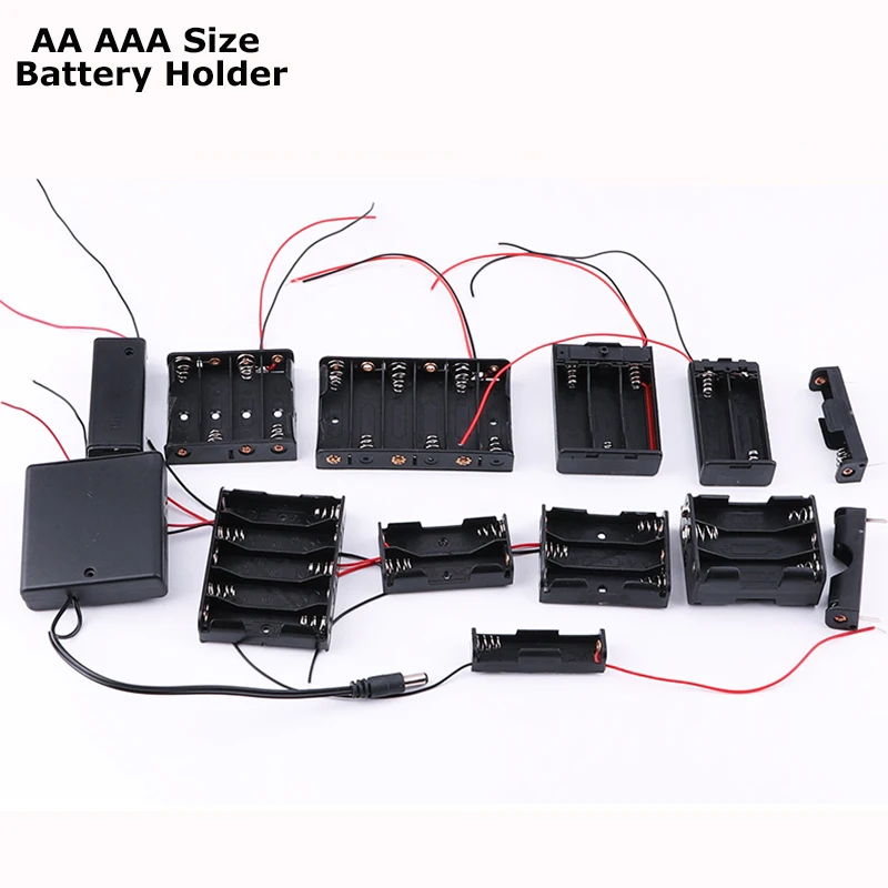 AAA AA 9V Plastic Battery Holder Cases Connector Box With Switch and Wire 