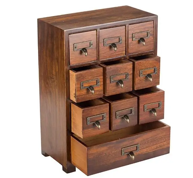 定制传统实木小药柜l复古复古外观,配有很棒的储物药柜抽屉