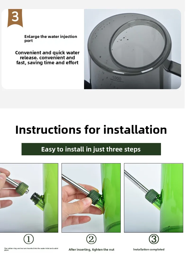 product effortless pouring 1l long spout plastic eco friendly watering can with measurement marks for indoor outdoor garden plants-6