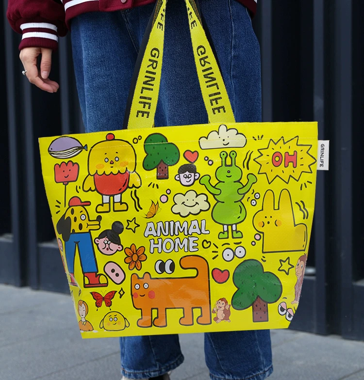 Hot sale custom printed logo tote shopping bag eco-friendly recyclable polypropylene (pp) laminated woven bag Hot sale custom printed logo tote shopping bag eco-friendly recyclable polypropylene (pp) laminated woven bag