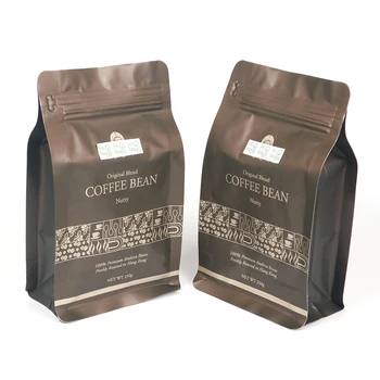 Custom Printed Biodegradable Flat Bottom Package Kraft Paper Tea Bag 250g 500g 1000g Bean Coffee Packaging Bags With Valve