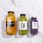 Glass Bottle With Lids 480 ML 16 OZ French Square Glass Bottle For Juice Beverage Glass With Screw Metal Lids