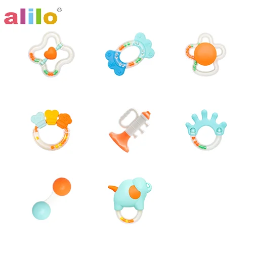 OEM/ODM Alilo baby rattle teethers food grade silicon gel safe material soft Newborn baby gift toy