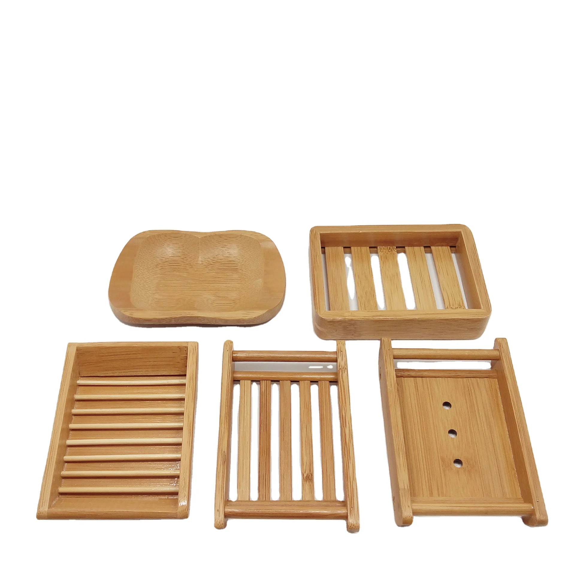 H661 Bathroom Organizing Accessories Environmental Drying Soaps Holder Natural Colour Drain Wood Bamboo Soap Dishes