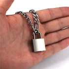 Lock Chain Lock Punk Hip Hop Padlock Necklace Lock Chain For Men Women Silver Lock Necklace