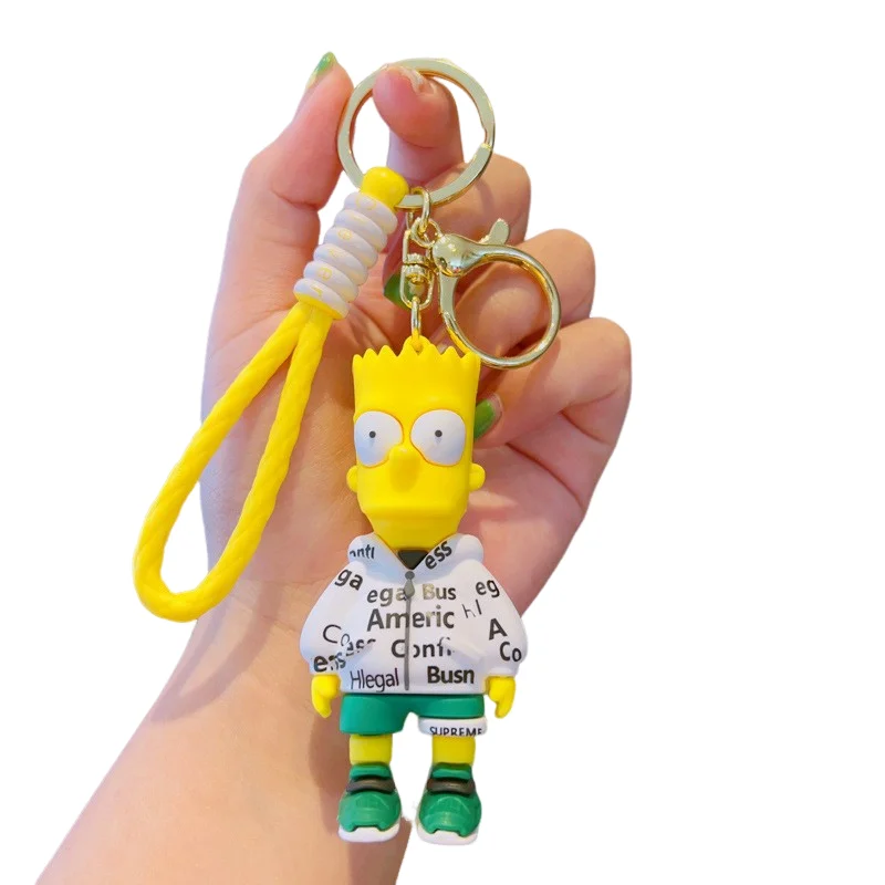 Fashion Custom 3D Cute Mini Cartoon Anime Simpson Family Bag Accessories Rubber Keychain