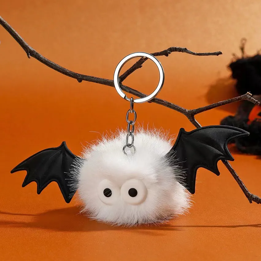 New Halloween imitation mink fur cute bat plush key chain fur ball bat coal ball doll pendant
