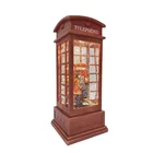 2020 Wedding Decoration Valentine Gift Mini In Red Telephone Booth Non Glass Water Glitter Spinning Couple Snow Globe