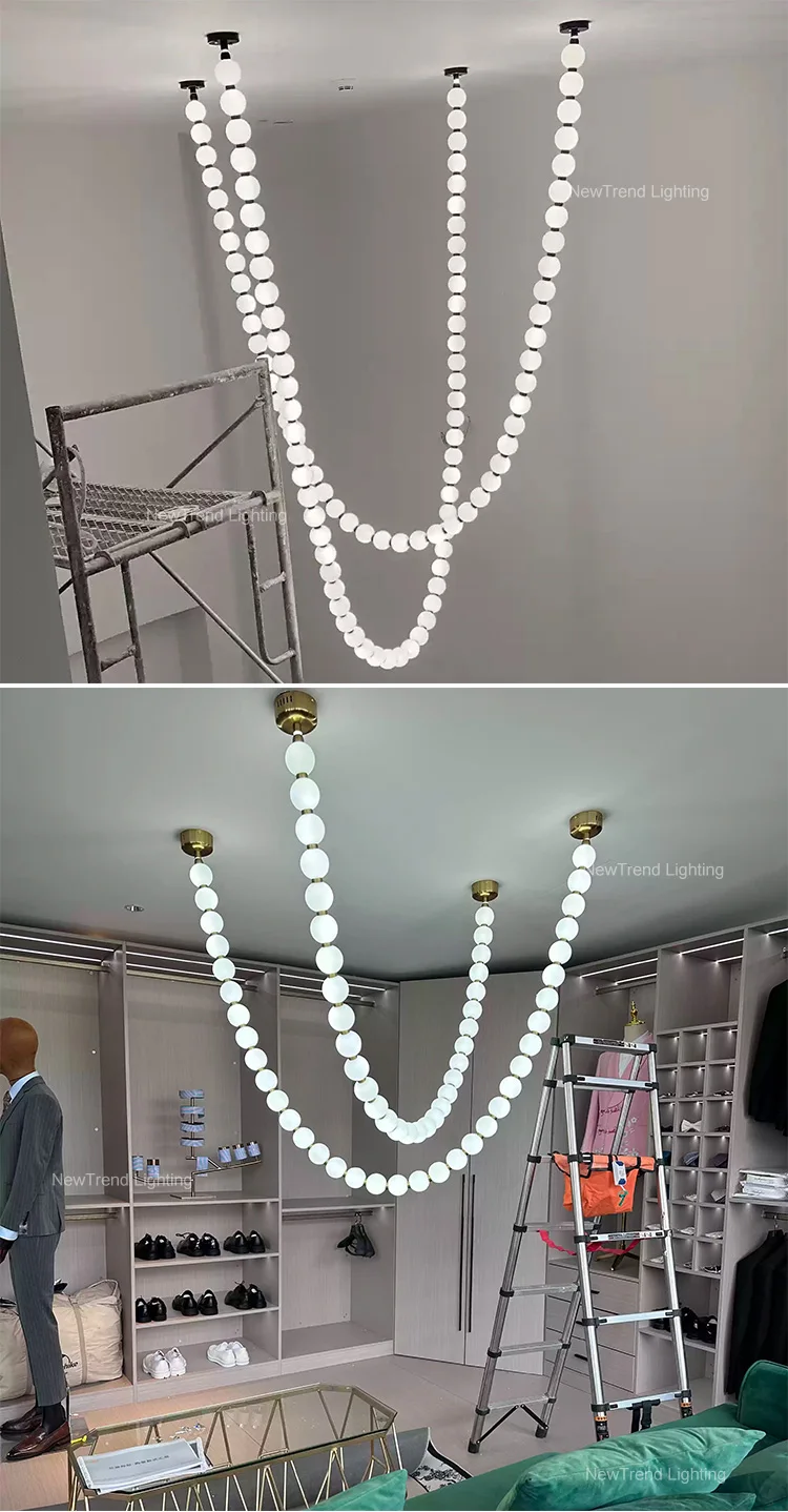 CPL-384 Modern Style Indoor Decoration Hanging Light Villa Hall Hotel Lobby Staircase LED Glass Chandelier factory