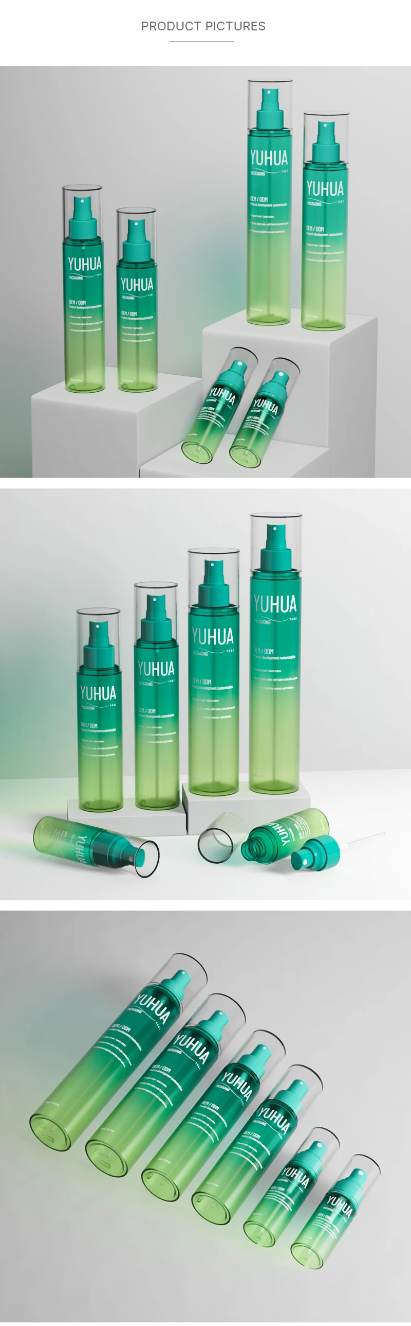 Customized Gradient Color PET Spray Bottle with Fine Mist Sprayer for Cosmetic Use in 40ml-300ml Sizes