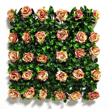 champagne grass wall artificial eucalyptus decor grass panel box wood hedge wall 3 d grass whit flower wall party decoration