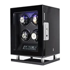 Watch Remote LED Control 4 Slots Fingerprint Watch Winder With Vertical Rotor Stop